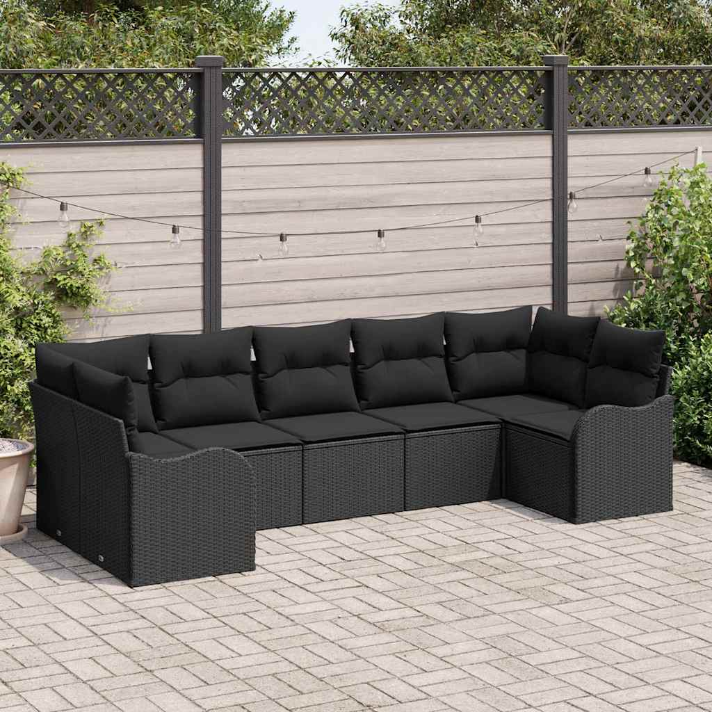 Conjunto de Sofá de Jardim Preto vime PE