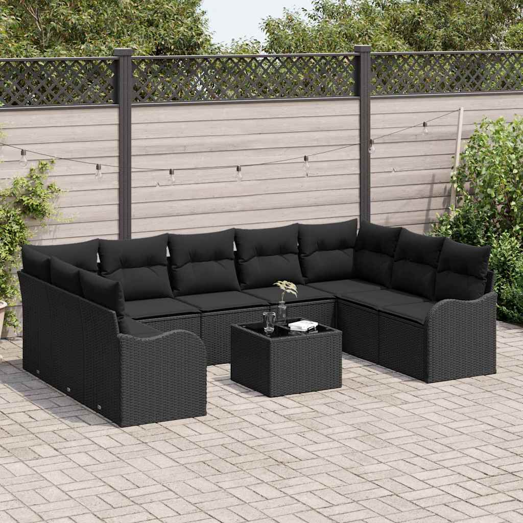 Conjunto de Sofá de Jardim Preto vime PE