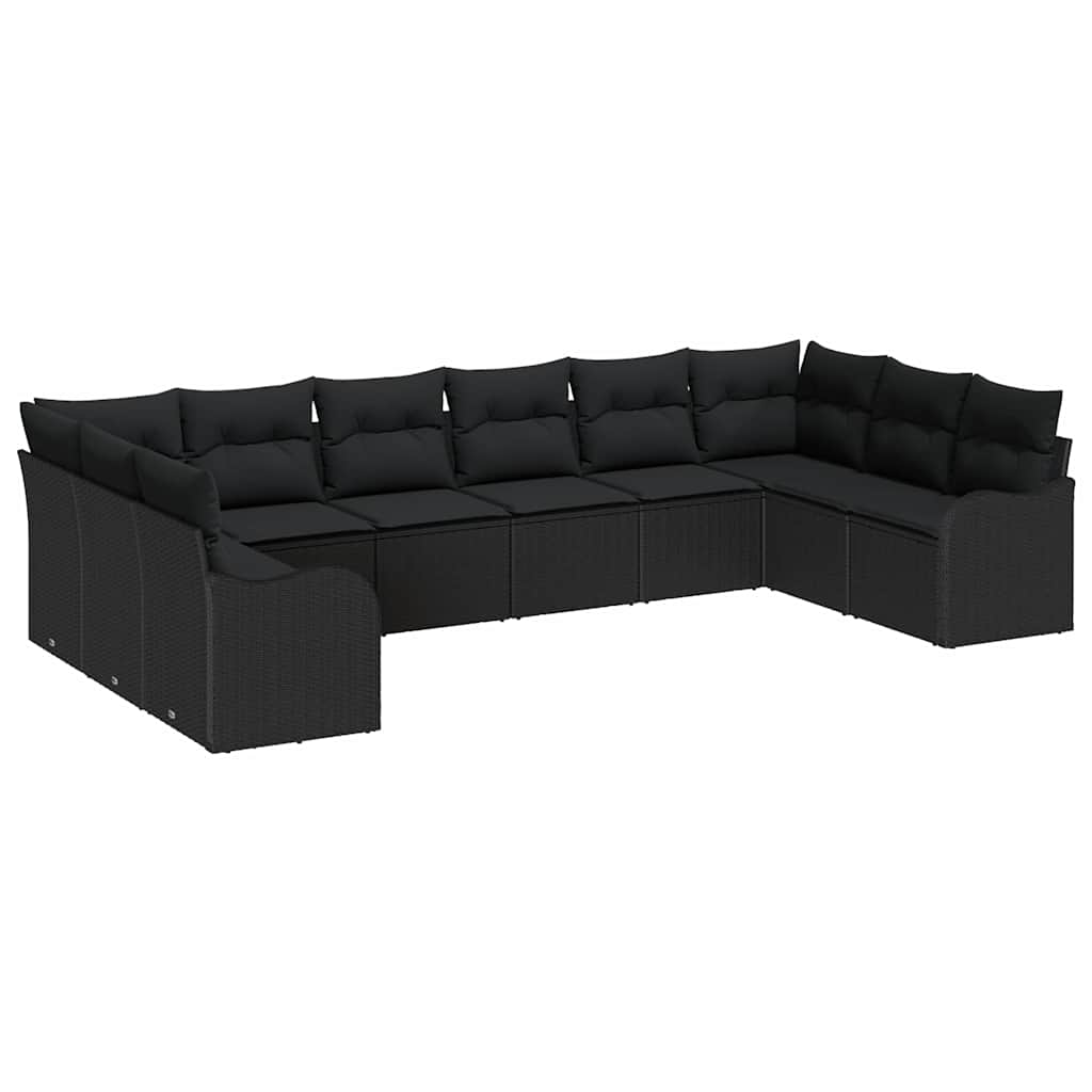 Conjunto de Sofá de Jardim 10 pcs Preto vime PE