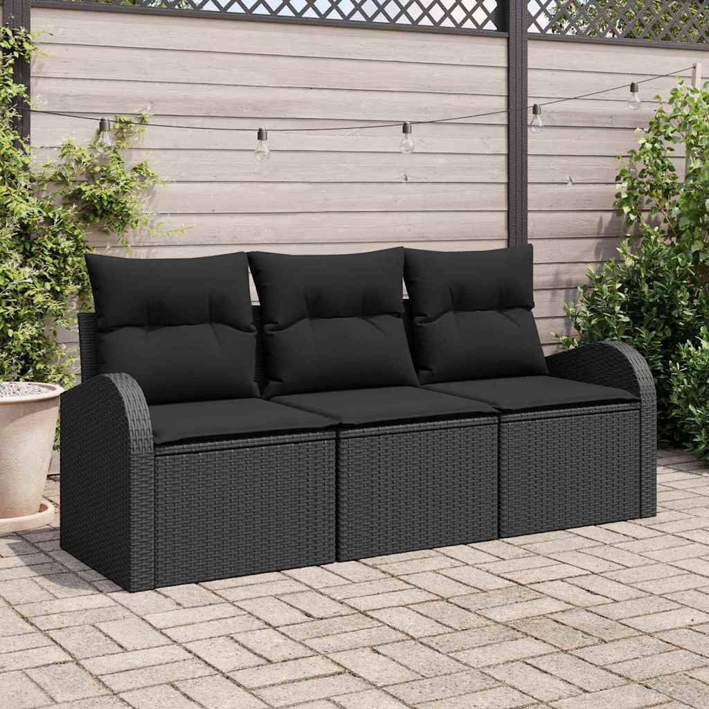 Conjunto de Sofá de Jardim Preto vime PE