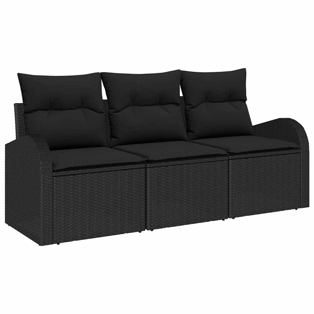 Conjunto de Sofá de Jardim Preto vime PE