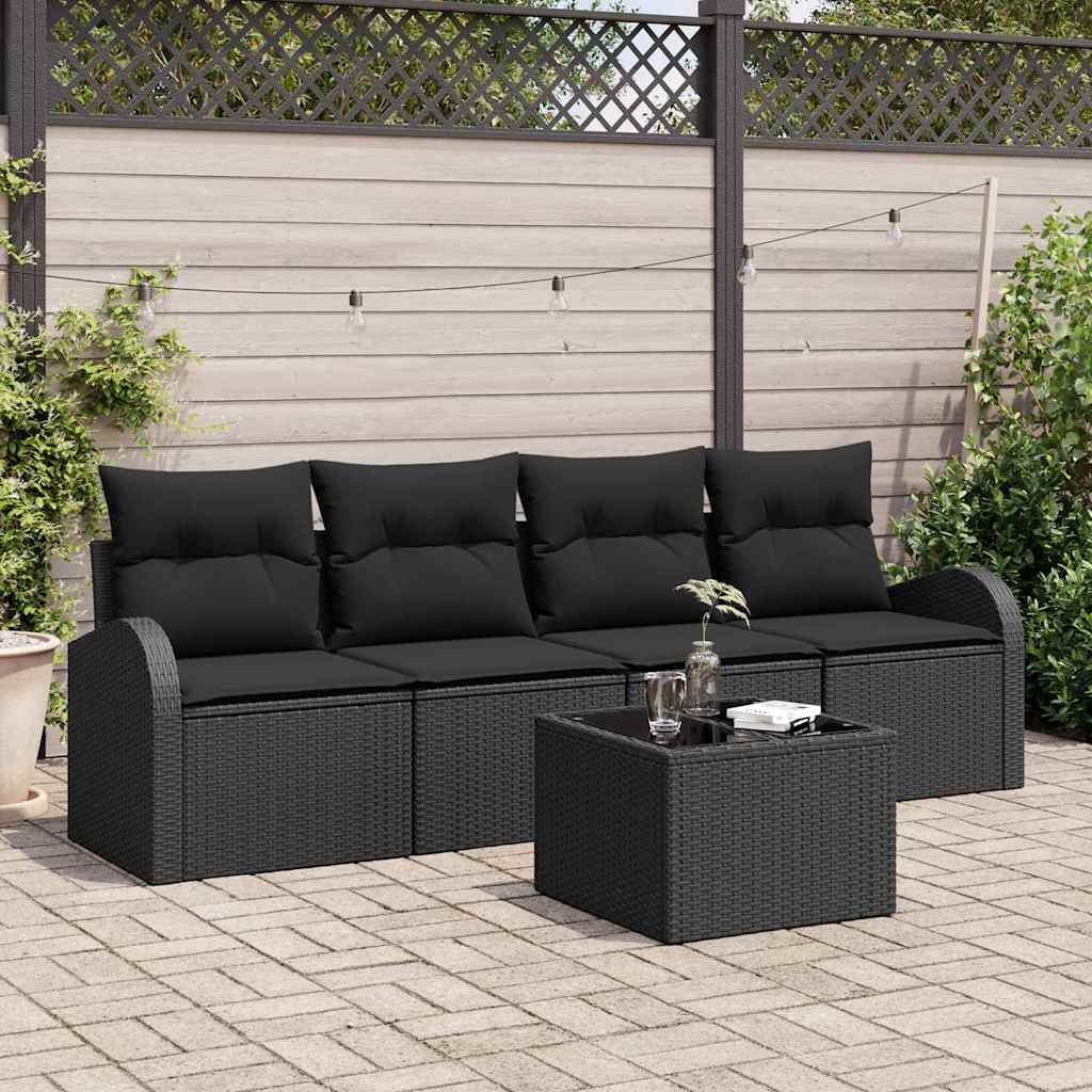 Conjunto de Sofá de Jardim Manual Preto 55 x 55 x 37 cm vime PE