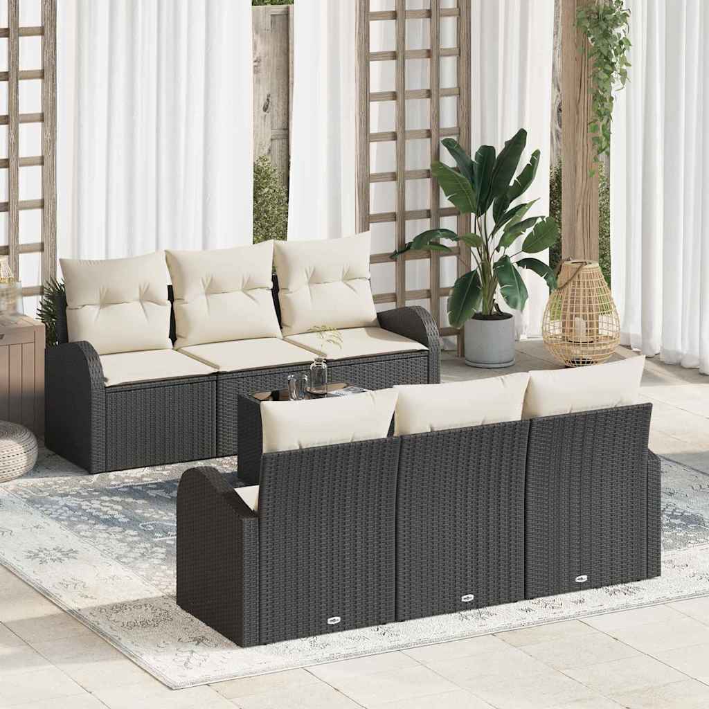 Conjunto de Sofá de Jardim Preto 55 x 55 x 37 cm vime PE