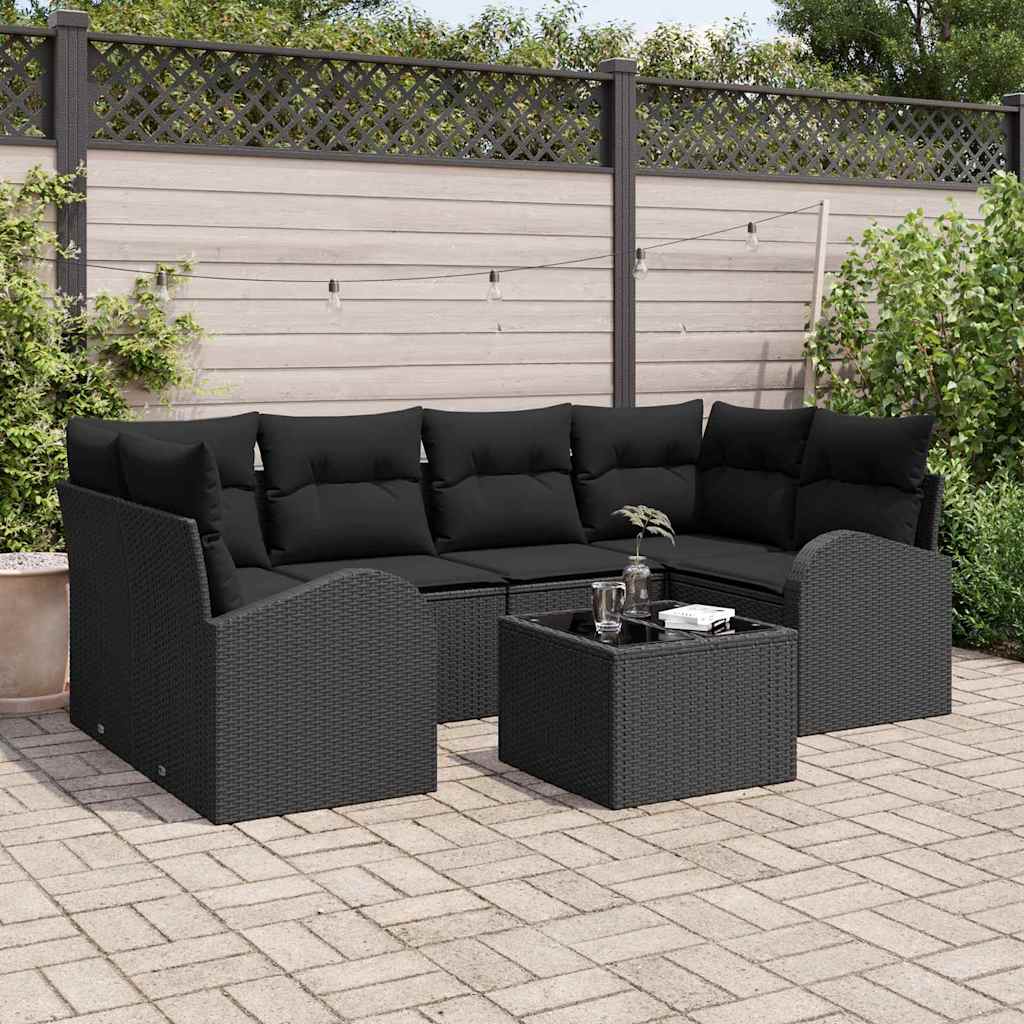 Conjunto de Sofá de Jardim Preto 55 x 55 x 37 cm vime PE