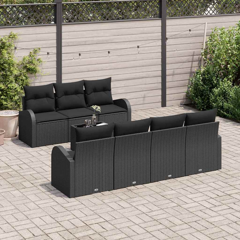 Conjunto de Sofá de Jardim Preto 55 x 55 x 37 cm vime PE
