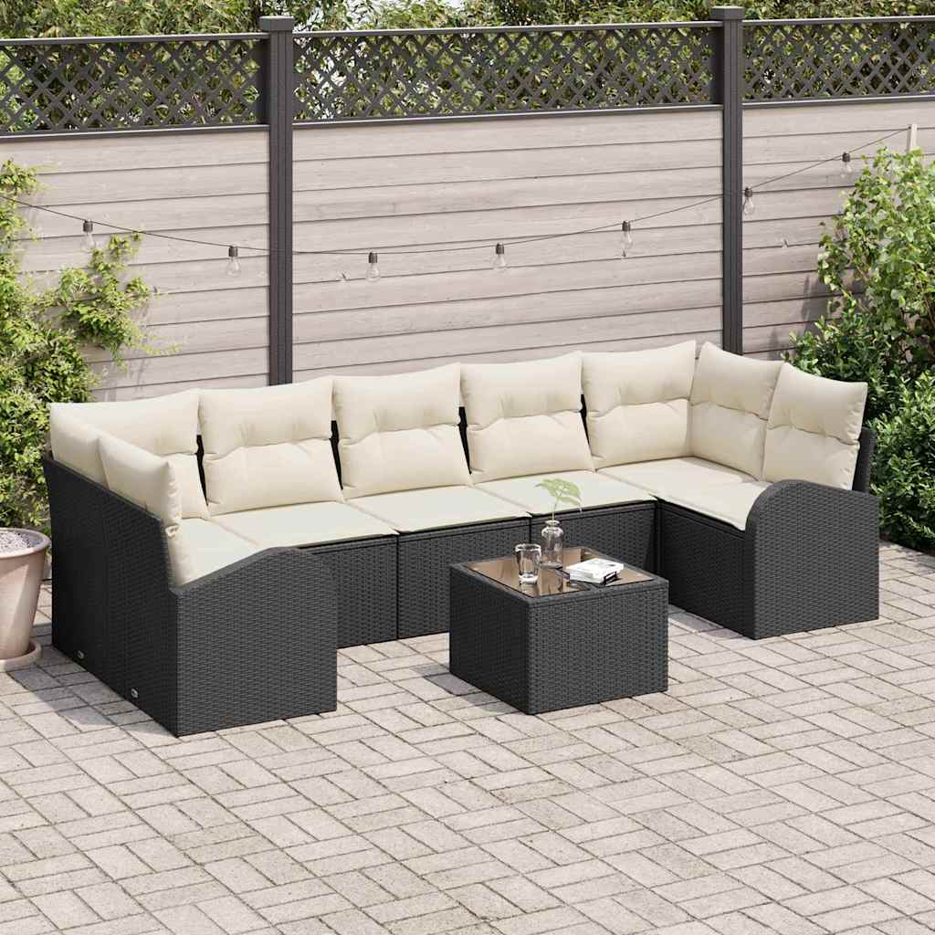 Conjunto de Sofá de Jardim Preto 55 x 55 x 37 cm vime PE
