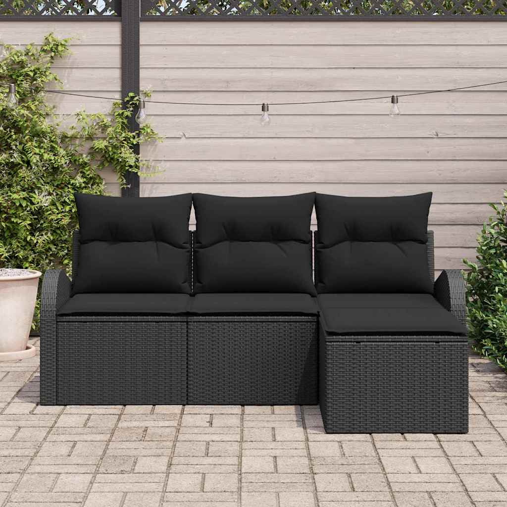 Conjunto de Sofá de Jardim Preto vime PE