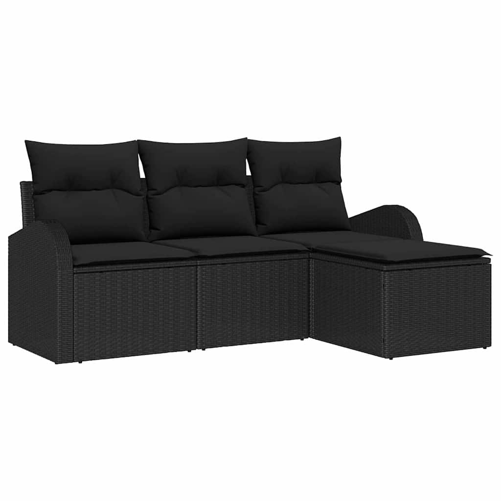 Conjunto de Sofá de Jardim Preto vime PE