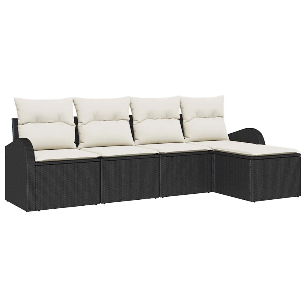Conjunto de Sofá de Jardim 5 pcs Preto Rattan Sintético