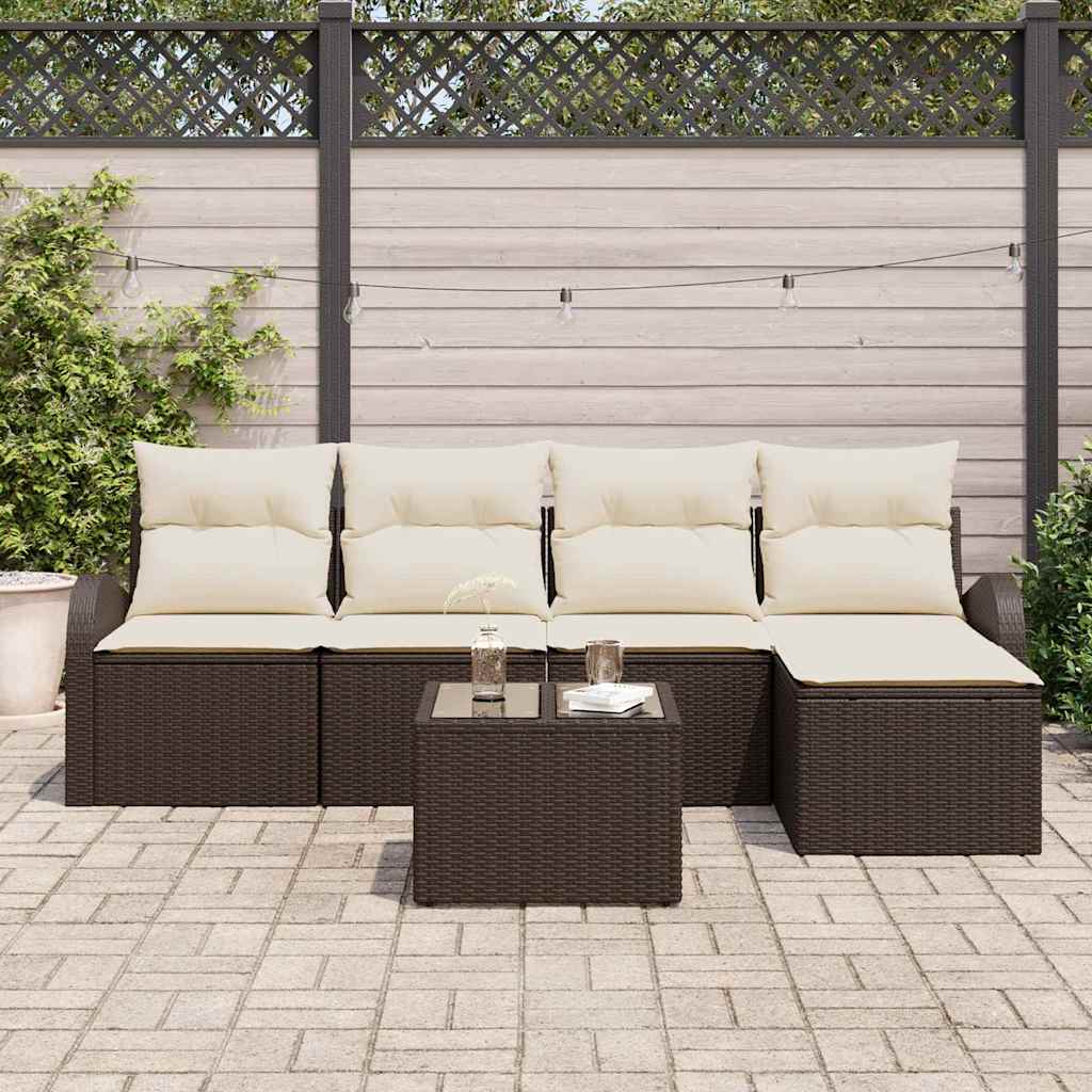 Conjunto de Sofá de Jardim 6 pcs Castanho Rattan Sintético