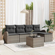 Conjunto de Sofá de Jardim 6 pcs Cinzeto Rattan Sintético