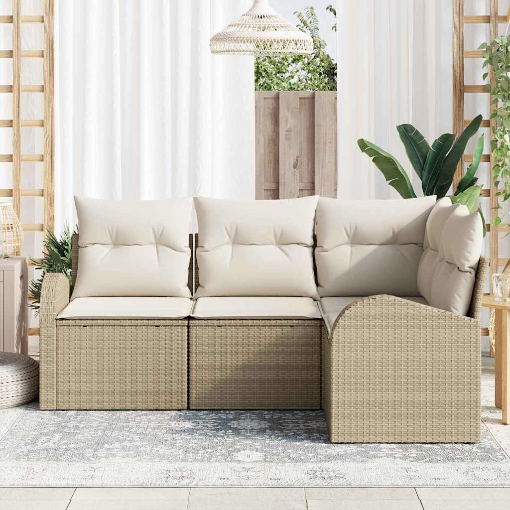 Conjunto de Sofá de Jardim 4 pcs Bege vime PE