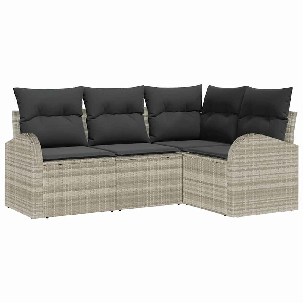 Conjunto de Sofá de Jardim 4 pcs Cinzento-claro vime PE