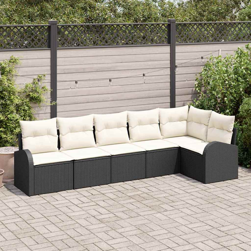Conjunto de Sofá de Jardim 6 pcs Preto Rattan Sintético