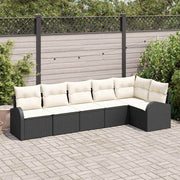 Conjunto de Sofá de Jardim 6 pcs Preto Rattan Sintético