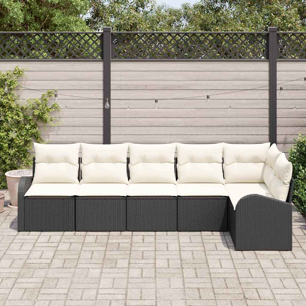 Conjunto de Sofá de Jardim 6 pcs Preto Rattan Sintético