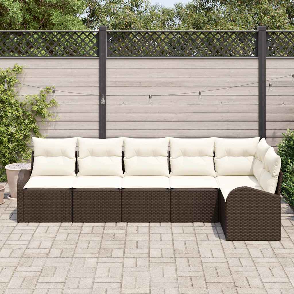 Conjunto de Sofá de Jardim 6 pcs Castanho Rattan Sintético