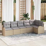 Conjunto de Sofá de Jardim 6 pcs Bege Rattan Sintético
