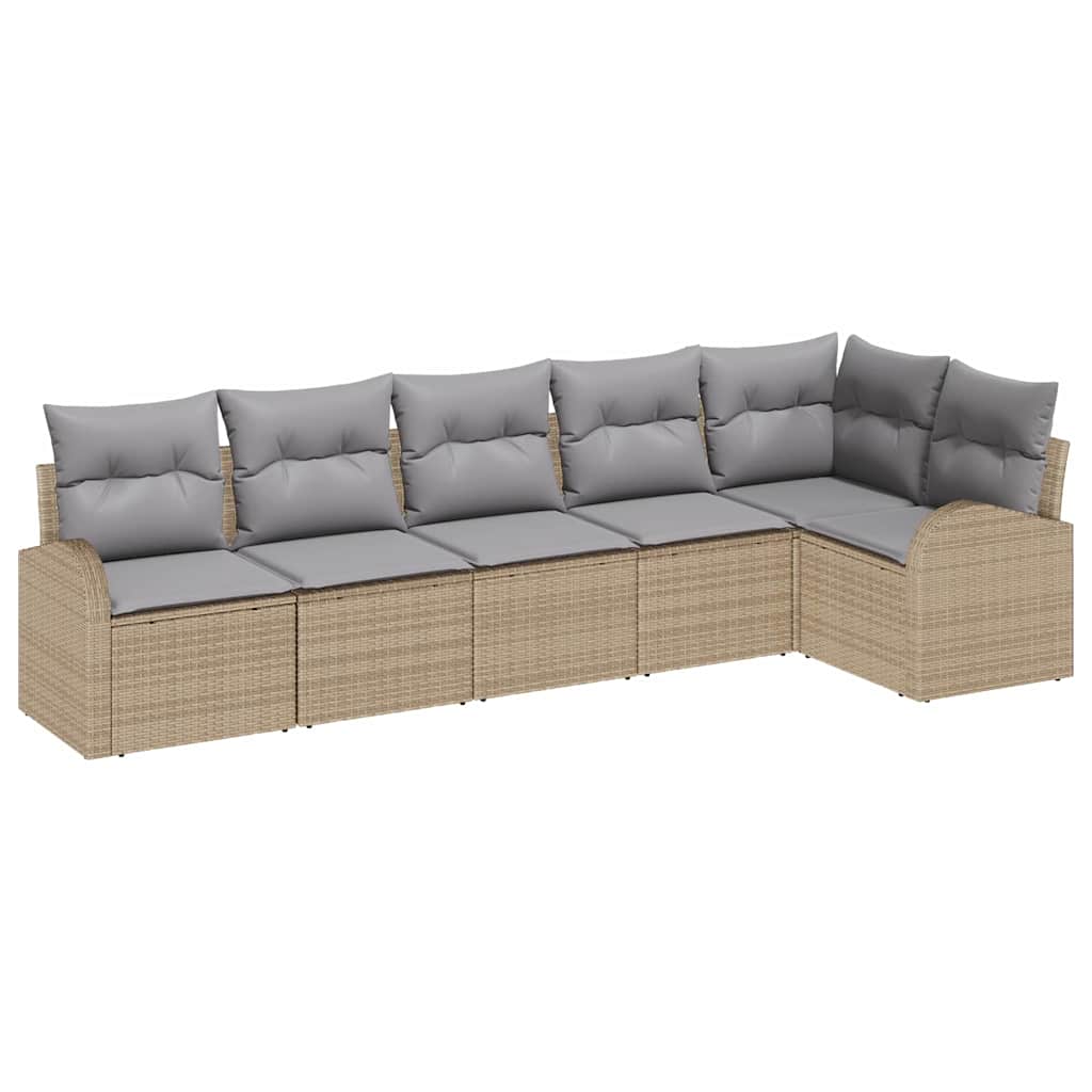 Conjunto de Sofá de Jardim 6 pcs Bege Rattan Sintético