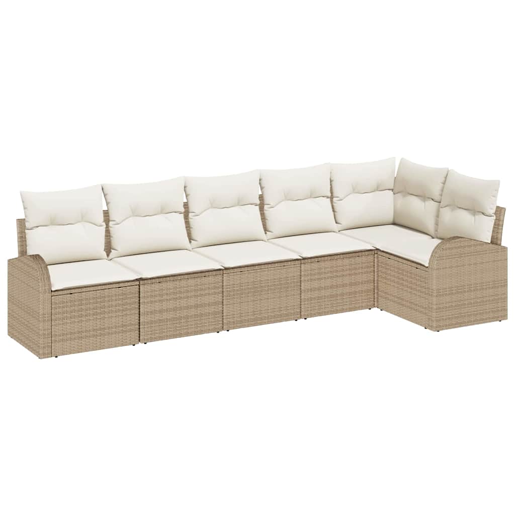 Conjunto de Sofá de Jardim 6 pcs Bege Rattan Sintético