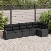 Conjunto de Sofá de Jardim 6 pcs Preto Rattan Sintético