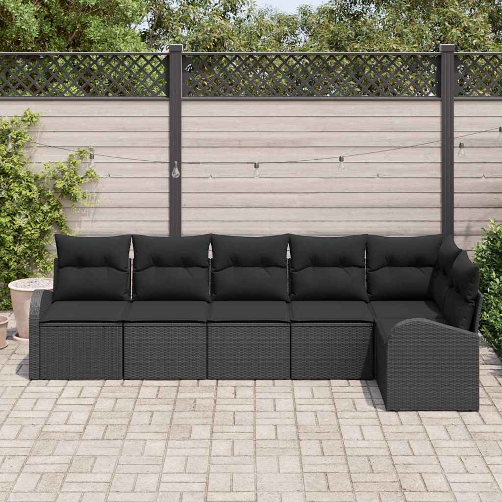 Conjunto de Sofá de Jardim 6 pcs Preto Rattan Sintético