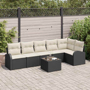 Conjunto de Sofá de Jardim 7 pcs Preto Rattan Sintético