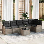Conjunto de Sofá de Jardim 7 pcs Cinzeto Rattan Sintético