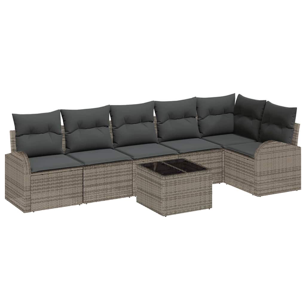 Conjunto de Sofá de Jardim 7 pcs Cinzeto Rattan Sintético