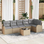 Conjunto de Sofá de Jardim 7 pcs Bege Rattan Sintético