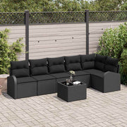 Conjunto de Sofá de Jardim 7 pcs Preto Rattan Sintético