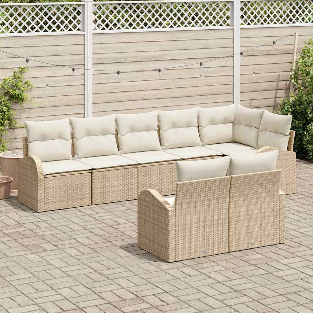 Conjunto de Sofá de Jardim Bege e Creme 55 x 55 x 37 cm vime PE