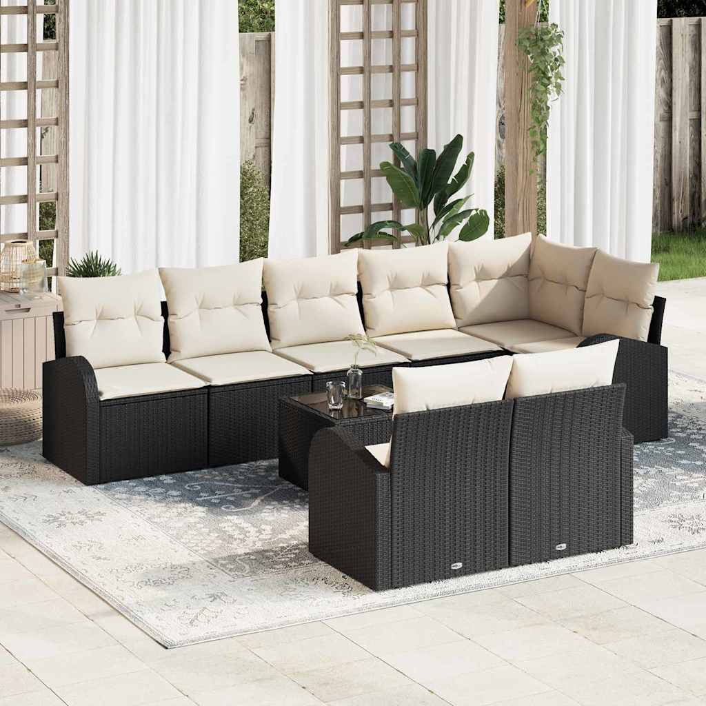 Conjunto de Sofá de Jardim Preto e Creme 55 x 55 x 37 cm