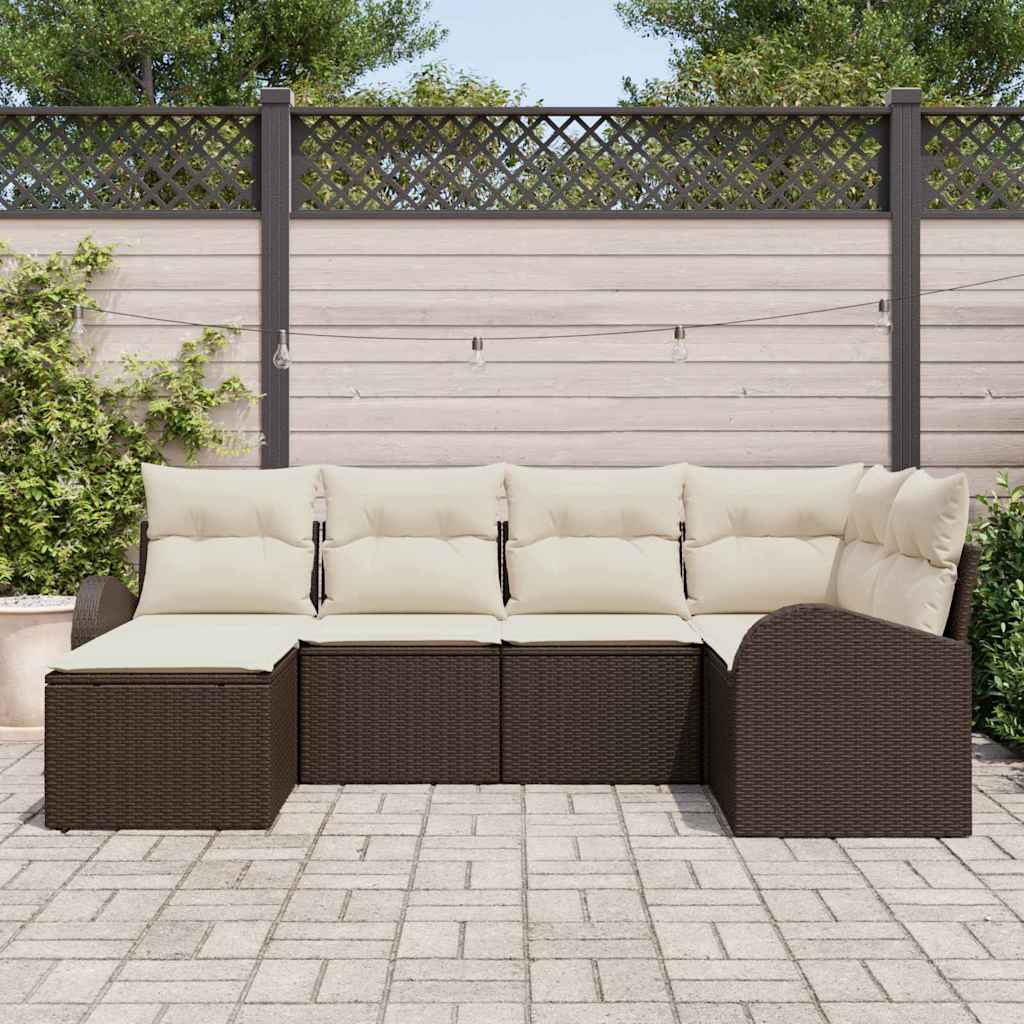 Conjunto de Sofá de Jardim 6 pcs Castanho Rattan Sintético