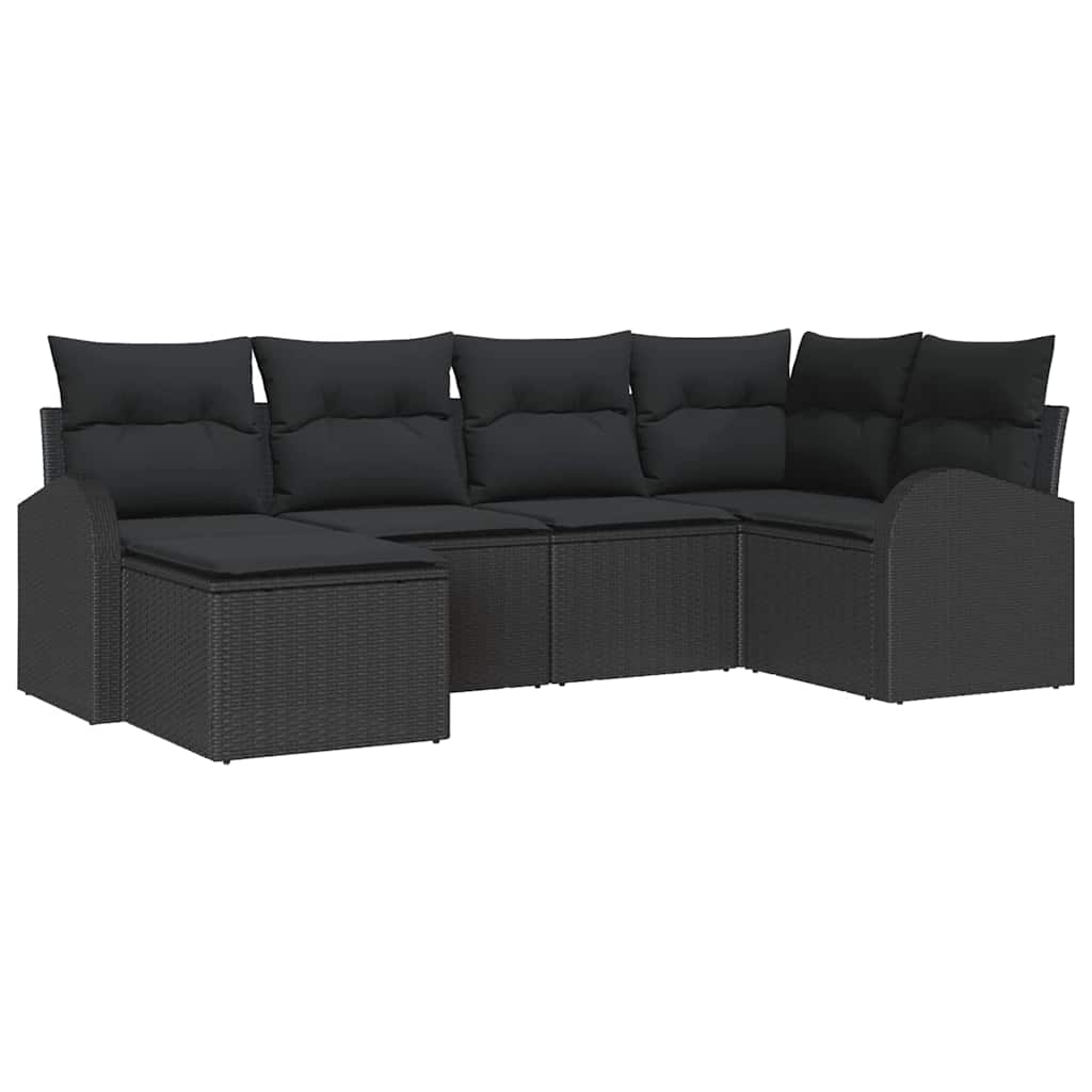 Conjunto de Sofá de Jardim 6 pcs Preto vime PE