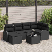 Conjunto de Sofá de Jardim 7 pcs Preto vime PE