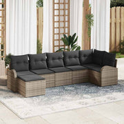 Conjunto de Sofá de Jardim 7 pcs Cinzeto Rattan Sintético