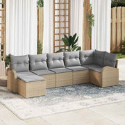 Conjunto de Sofá de Jardim 7 pcs Bege Rattan Sintético