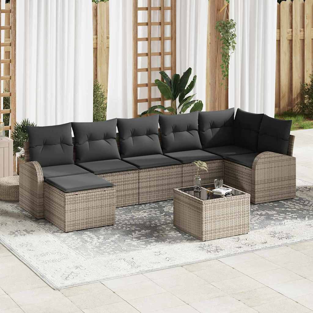 Conjunto de Sofá de Jardim 8 pcs Cinzeto Rattan Sintético
