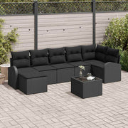Conjunto de Sofá de Jardim 8 pcs Preto Rattan Sintético