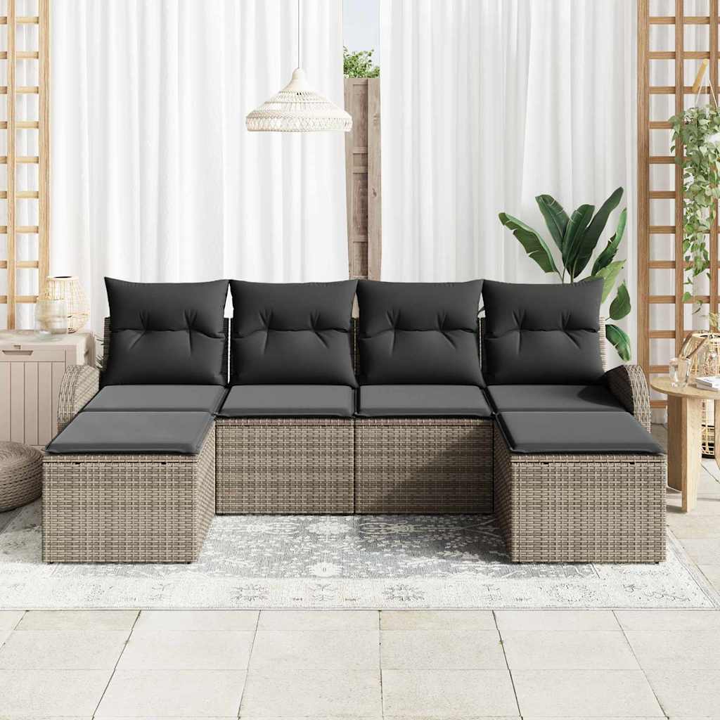 Conjunto de Sofá de Jardim com almofada 6 pcs Cinzeto