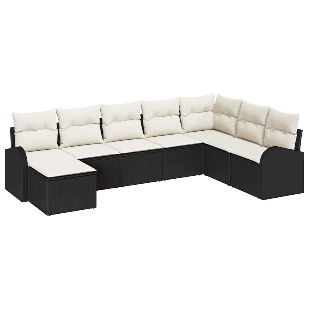Conjunto de Sofá de Jardim 8 pcs Preto Rattan Sintético