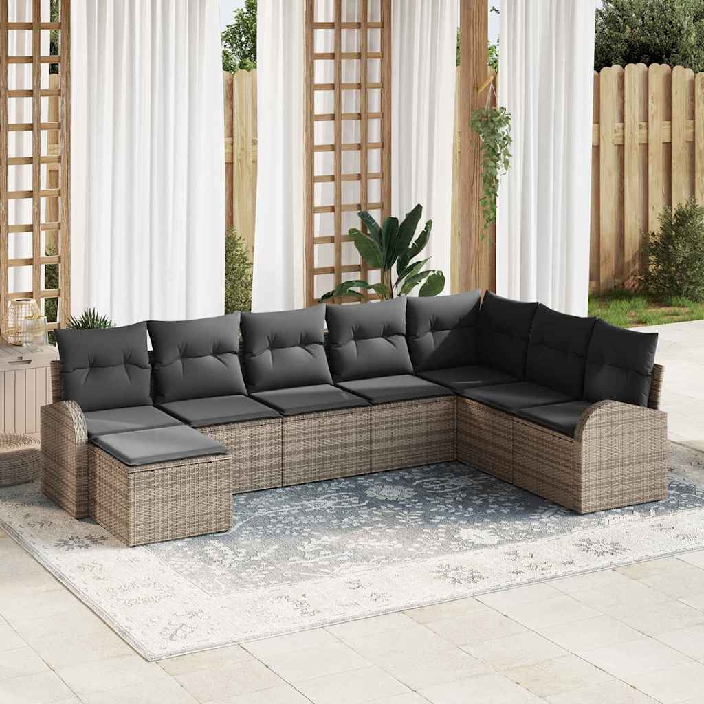 Conjunto de Sofá de Jardim 8 pcs Cinzeto Rattan Sintético