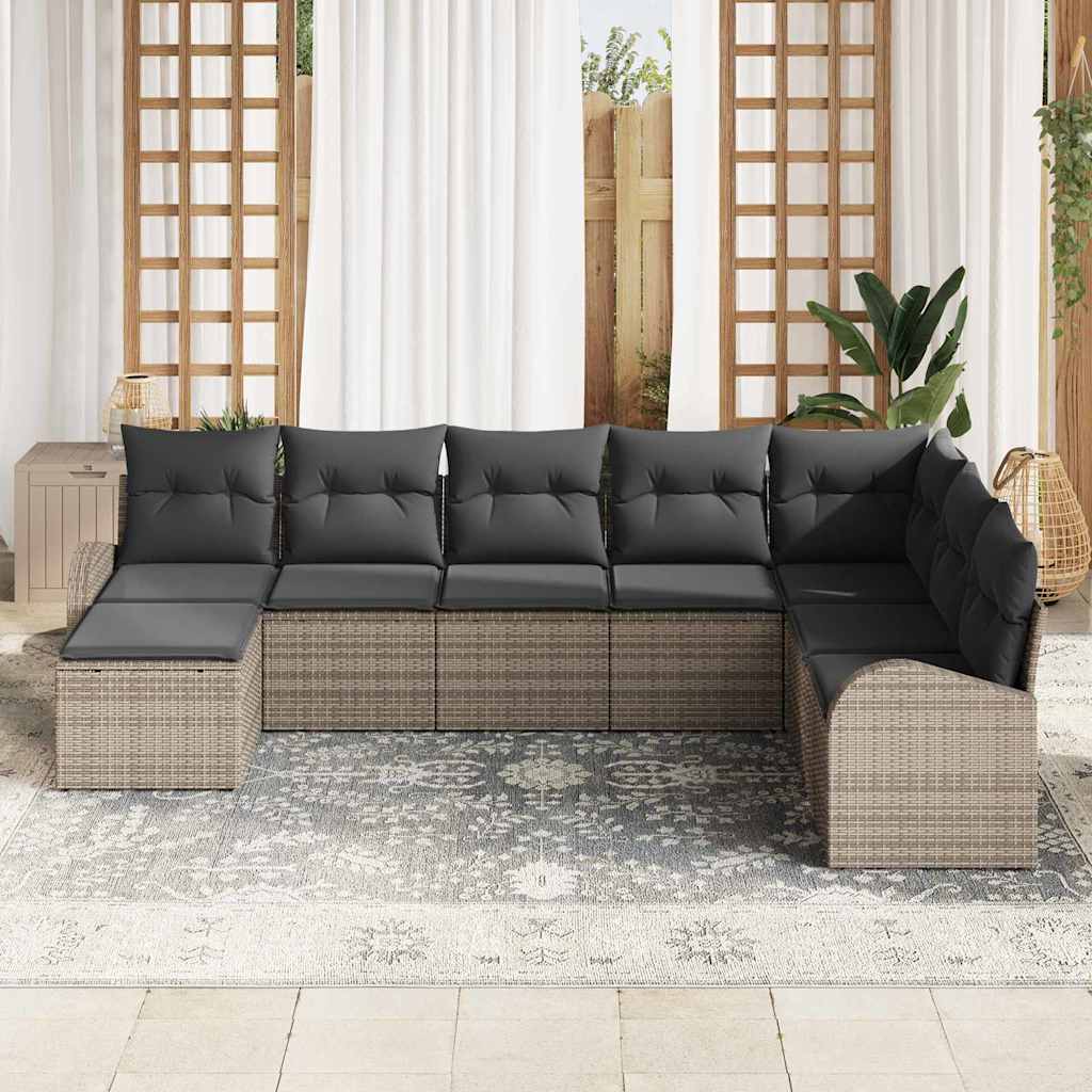 Conjunto de Sofá de Jardim 8 pcs Cinzeto Rattan Sintético