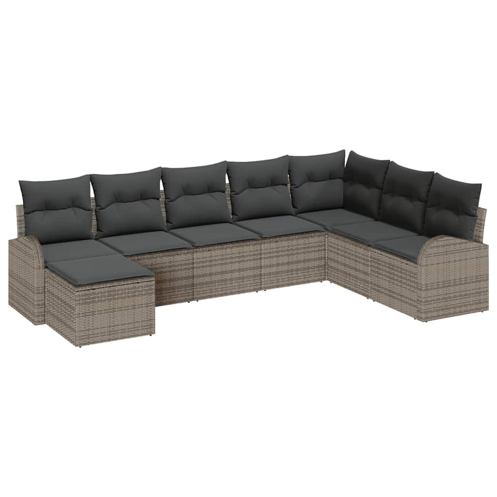 Conjunto de Sofá de Jardim 8 pcs Cinzeto Rattan Sintético