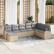 Conjunto de Sofá de Jardim 8 pcs Bege Rattan Sintético