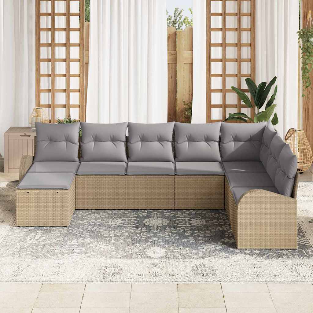 Conjunto de Sofá de Jardim 8 pcs Bege Rattan Sintético