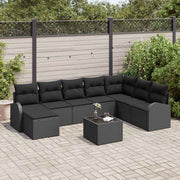 Conjunto de Sofá de Jardim 9 pcs Preto Rattan Sintético