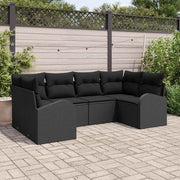 Conjunto de Sofá de Jardim 6 pcs Preto Rattan de Polipropileno