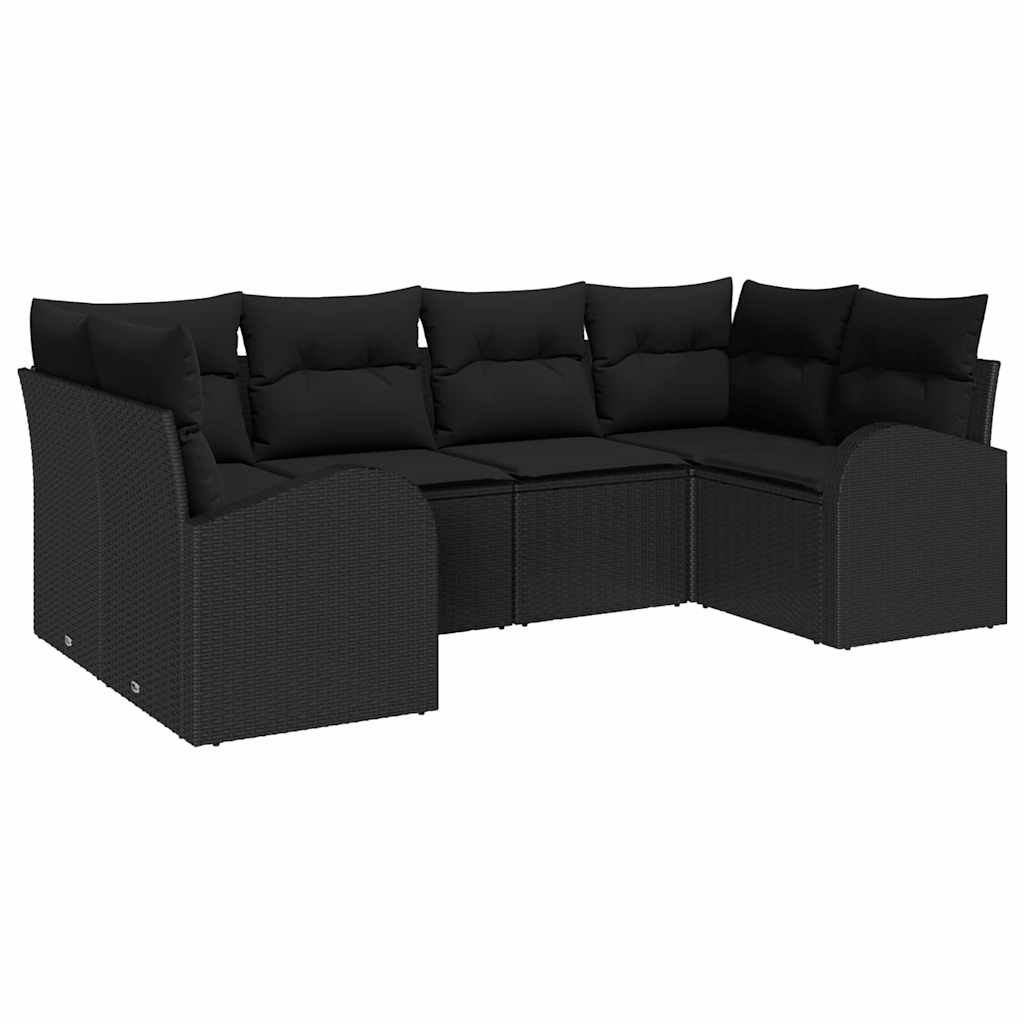 Conjunto de Sofá de Jardim 6 pcs Preto Rattan de Polipropileno